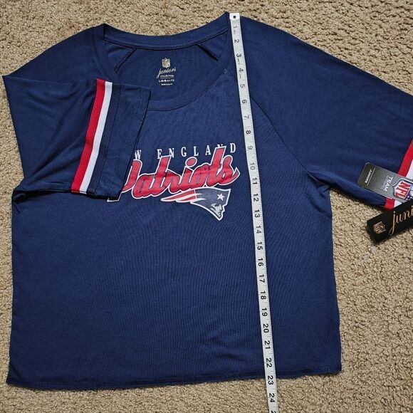 NFL Juniors New England Patriots Burnout Raglan Half Sleeve T-Shirt #2 - Picture 4 of 6
